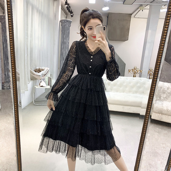 Vintage mežģīņu sieviešu kleita