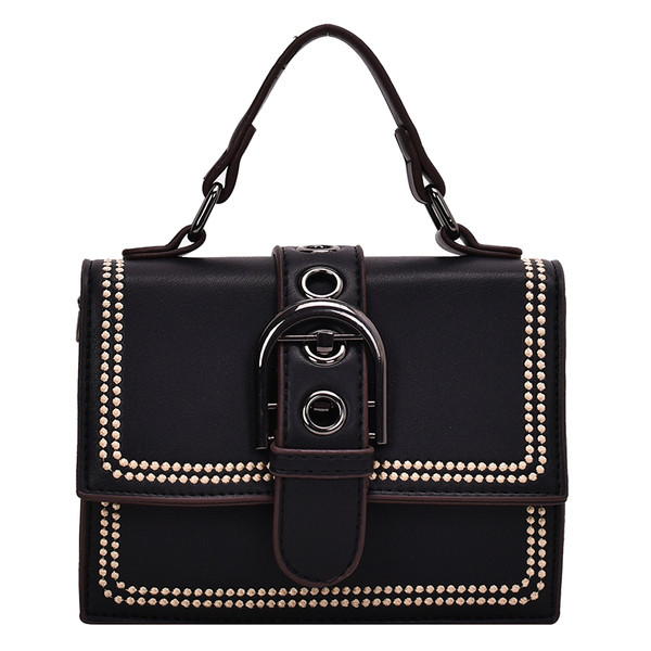 Ikdienas sieviešu soma no eko ādas ar metāla sprādzi, īsu un garu rokturi