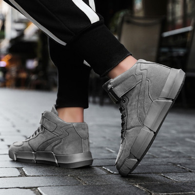 Vyriški laisvalaikio sportbačiai iš ekologiškos zomšos su kulkšnies aukščiu