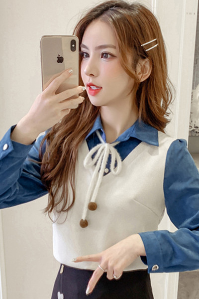 Retro ženska košulja s imitacijom prsluka