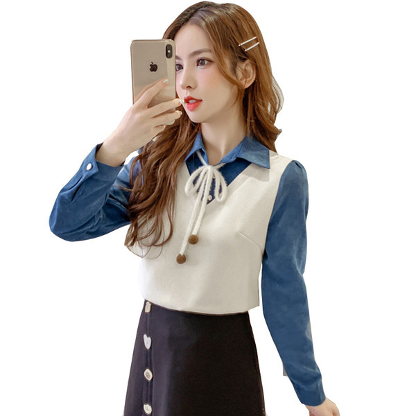 Retro ženska košulja s imitacijom prsluka