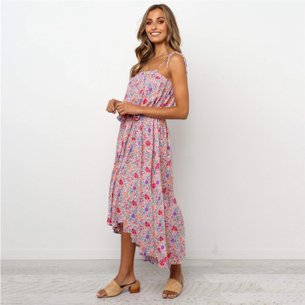 Rochie de dama model nou cu bretele subtiri si model floral