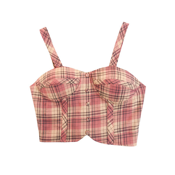 Top de damă în carouri cu nasturi