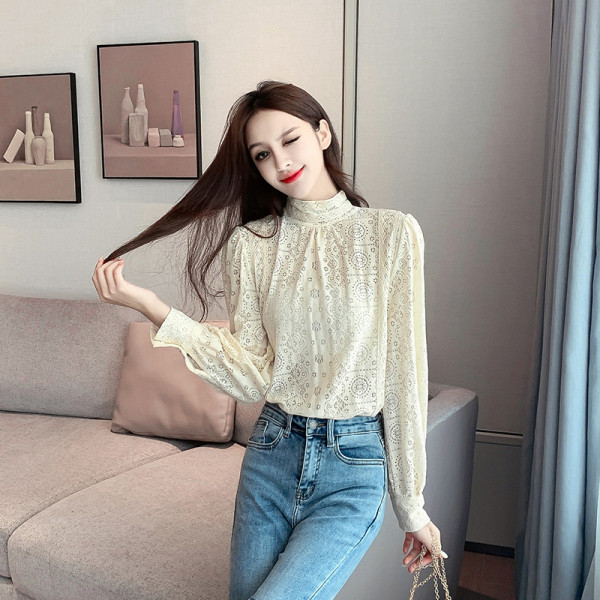 Női csipke ing félmagas gallérral