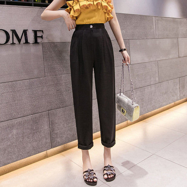 Pantaloni de dama model lat cu talie inalta