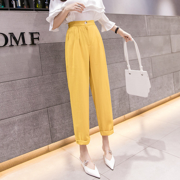 Pantaloni de dama model lat cu talie inalta