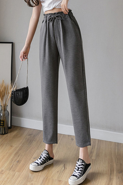 Ležerne ženske hlače s vezicama i elastičnim strukom