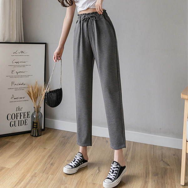 Ležerne ženske hlače s vezicama i elastičnim strukom