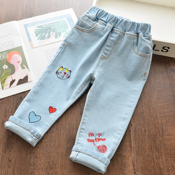 Model nou de blugi lungi copii pentru fete cu broderie in albastru