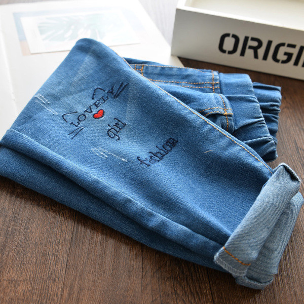 Lezser hosszú gyerekfarmer lányoknak hímzéssel