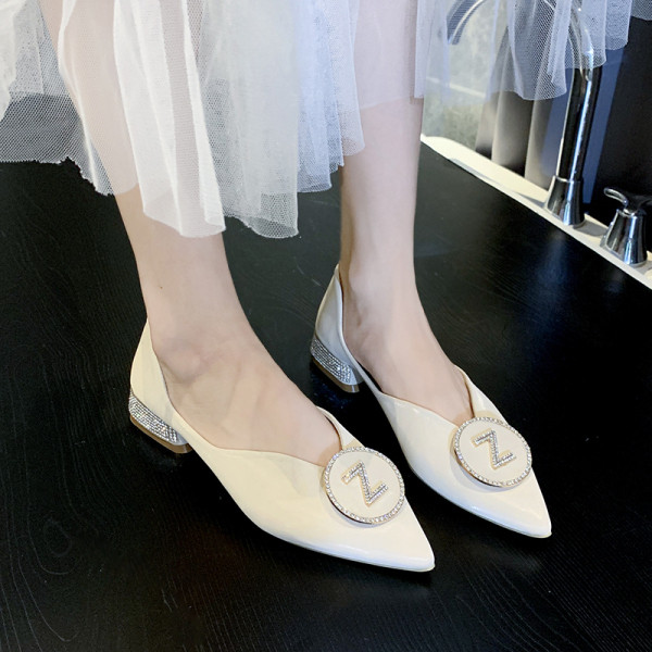 Mocasini casual dama model ascutit cu decor - pietre