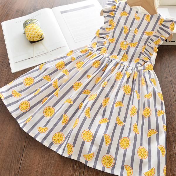 Moderna bērnu svītraina kleita ar ovālu kakla izgriezumu