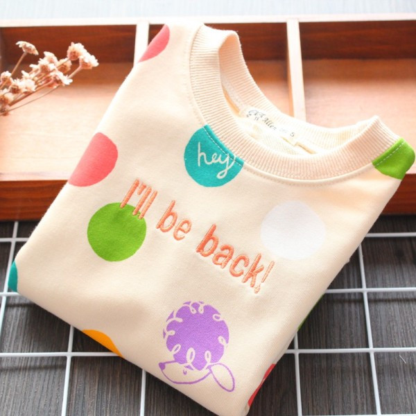 Mūsdienīga bērnu punktveida blūze ar ovālu kakla izgriezumu un izšuvumu