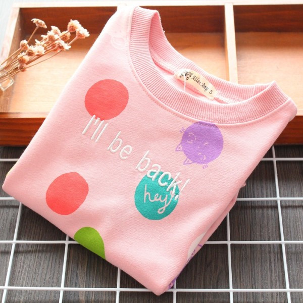 Mūsdienīga bērnu punktveida blūze ar ovālu kakla izgriezumu un izšuvumu