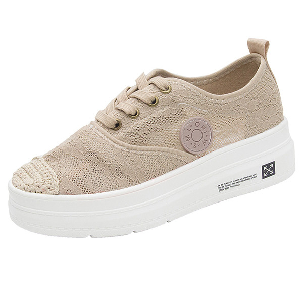 Ikdienas mežģīņu kurpes ar platformu un šņorēm