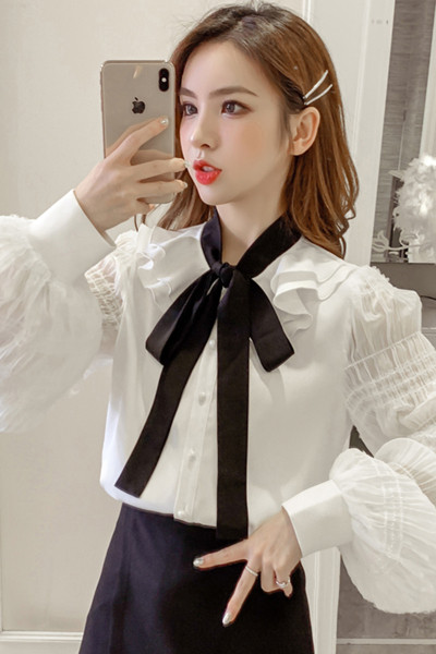 Moderna ženska košulja s vezama i širokim rukavima