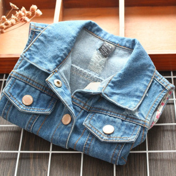 Jauna modeļa bērnu džinsa veste meitenēm ar izšuvumiem