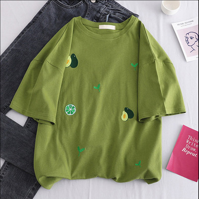 Ikdienas sieviešu T-krekls ar īsām piedurknēm un izšuvumiem