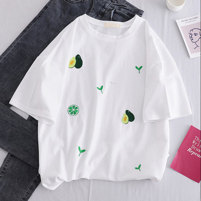 Ikdienas sieviešu T-krekls ar īsām piedurknēm un izšuvumiem