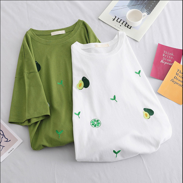 Ikdienas sieviešu T-krekls ar īsām piedurknēm un izšuvumiem