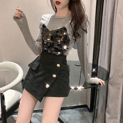 Šiuolaikinė moteriška palaidinė su blizgučių imitacija