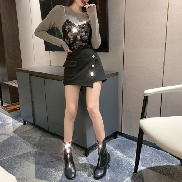 Šiuolaikinė moteriška palaidinė su blizgučių imitacija