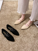 Laisvalaikio moteriški batai su perlais iš eko zomšos - smailaus modelio