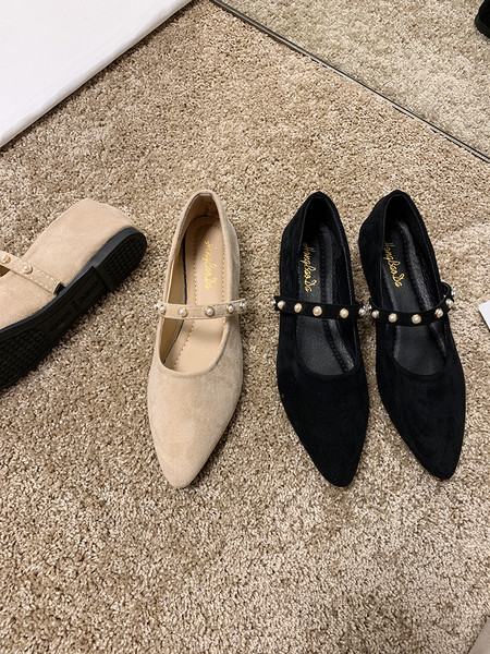 Laisvalaikio moteriški batai su perlais iš eko zomšos - smailaus modelio