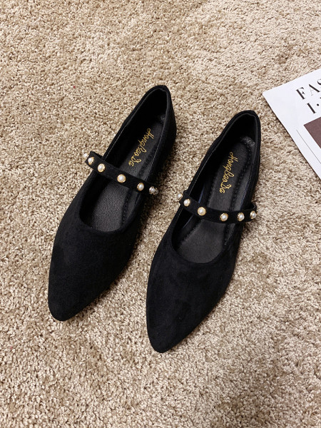 Laisvalaikio moteriški batai su perlais iš eko zomšos - smailaus modelio