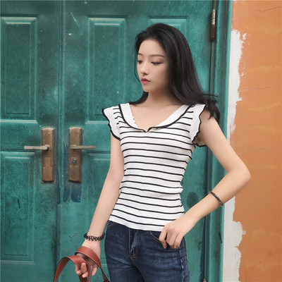 Retró női blúz V-nyakú, leesett ujjakkal