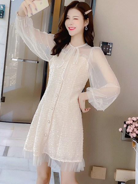 Moderna ženska duga haljina od tila i ukrasnih perli