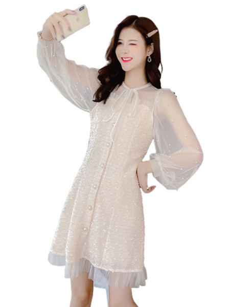 Moderna ženska duga haljina od tila i ukrasnih perli