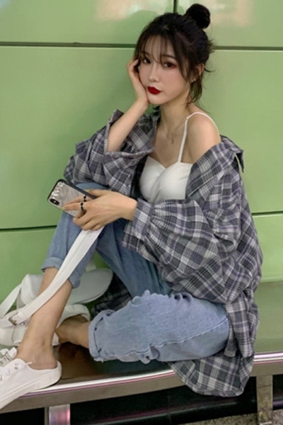 Széles női kockás ing