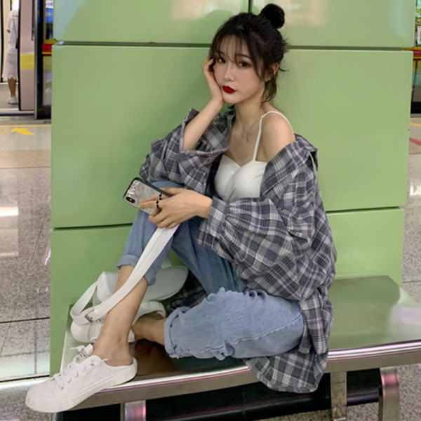 Széles női kockás ing