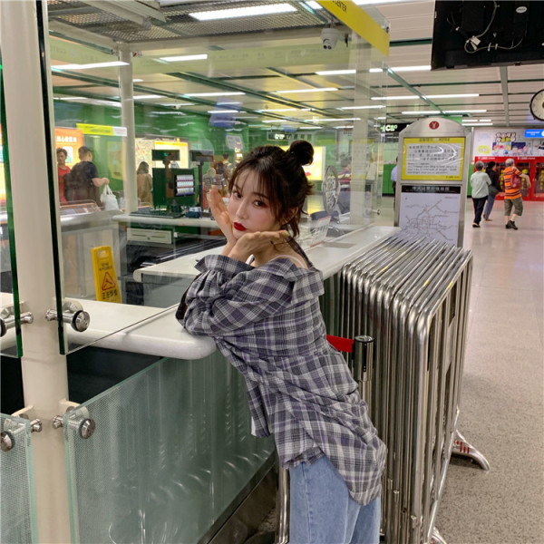 Széles női kockás ing