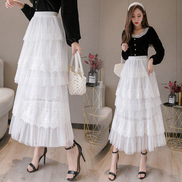 Naiste moodne pikk pitsist väljalõikemustriga pitseel