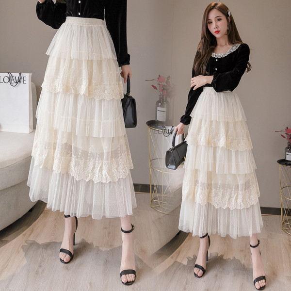 Naiste moodne pikk pitsist väljalõikemustriga pitseel