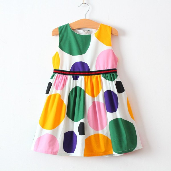 Šarena dječja haljina na točkice za djevojčice - model kroja
