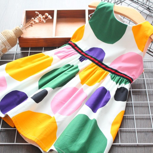 Šarena dječja haljina na točkice za djevojčice - model kroja