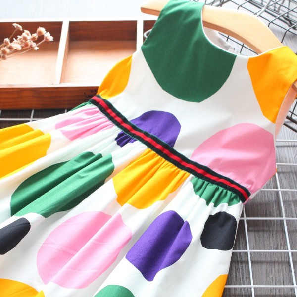 Šarena dječja haljina na točkice za djevojčice - model kroja