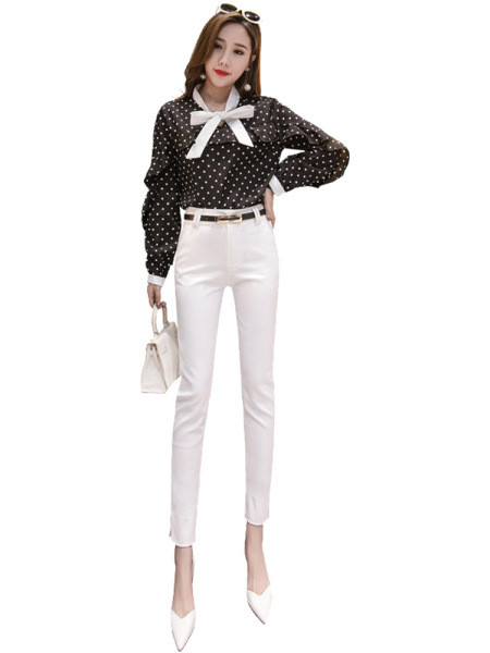 Pantaloni de dama stilati model drept cu talie inalta