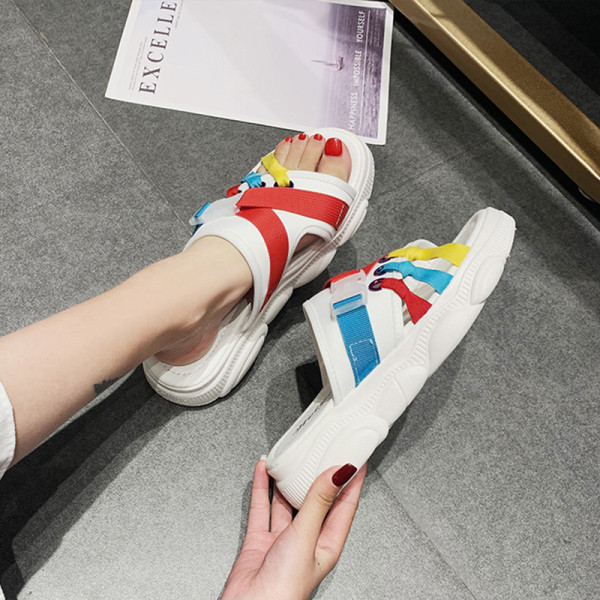 Papuci casual de dama cu talpa plate si cravate colorate