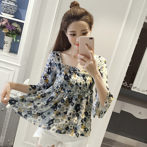 Bluză de damă modernă cu model larg drept floral