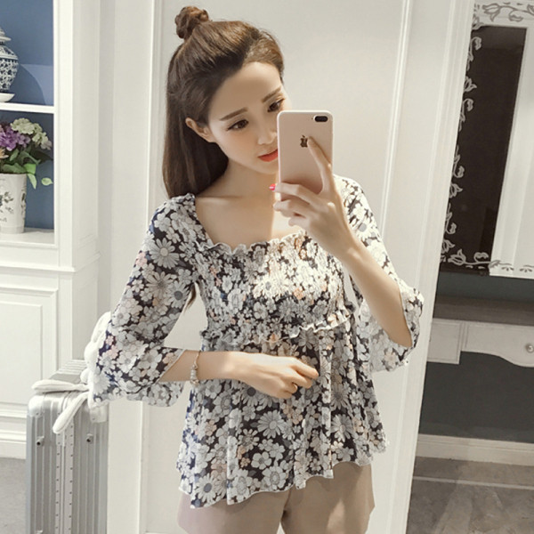 Bluză de damă modernă cu model larg drept floral