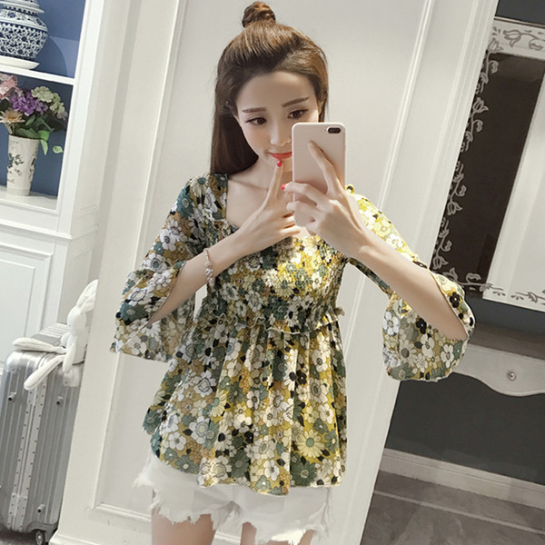 Bluză de damă modernă cu model larg drept floral