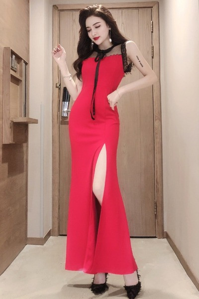 Rochie lunga de dama cu cravata si cravate