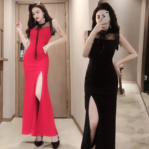 Rochie lunga de dama cu cravata si cravate