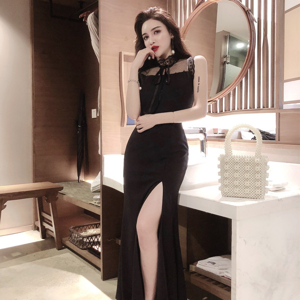 Rochie lunga de dama cu cravata si cravate