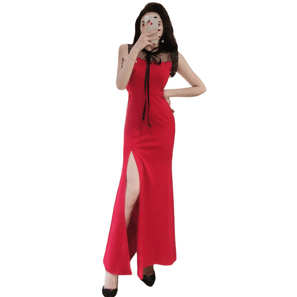 Rochie lunga de dama cu cravata si cravate