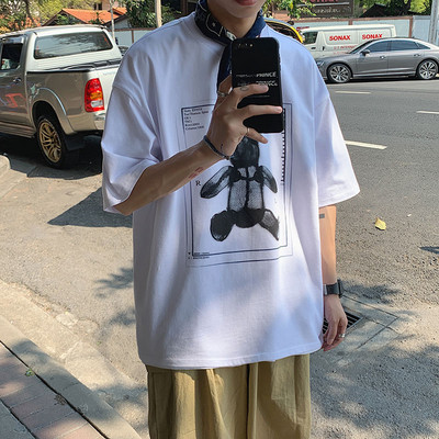 Tricou casual barbatesc cu imprimeu - model larg